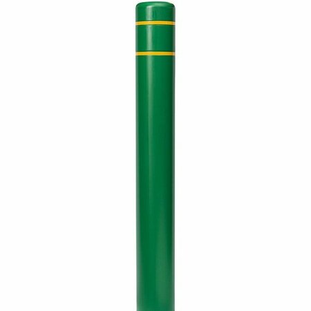 INNOPLAST BollardGard 9 1/8'' x 72'' Green Bollard Cover with Yellow Reflective Stripes BC872GRN-Y 269BC872GRNY